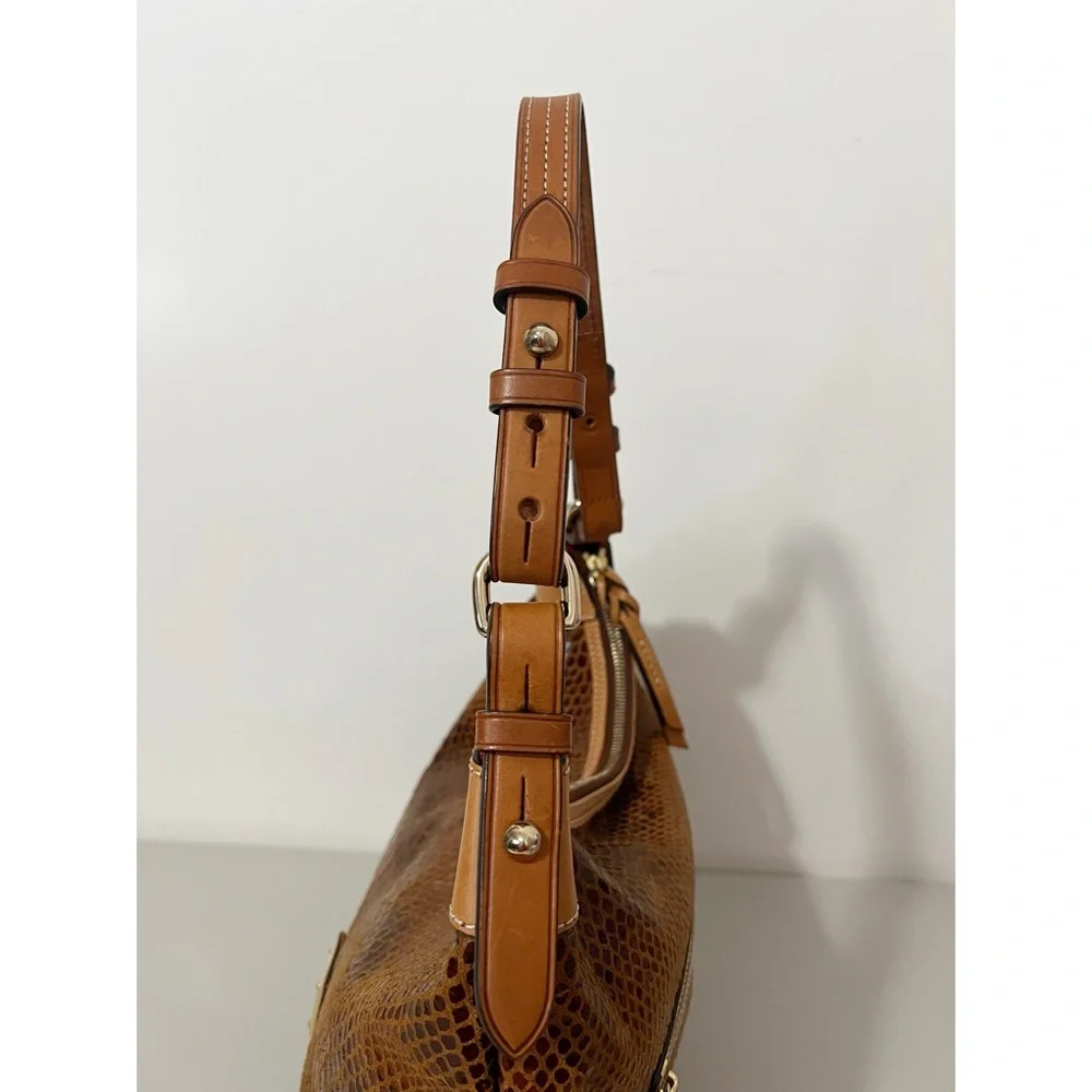 Dooney & Bourke Brown Embossed Snakeskin Shoulder Handbag - Picture 5 of 11